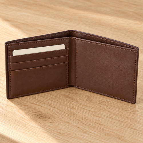 Portefeuille marron personnalisé – Photo, prénom ou message