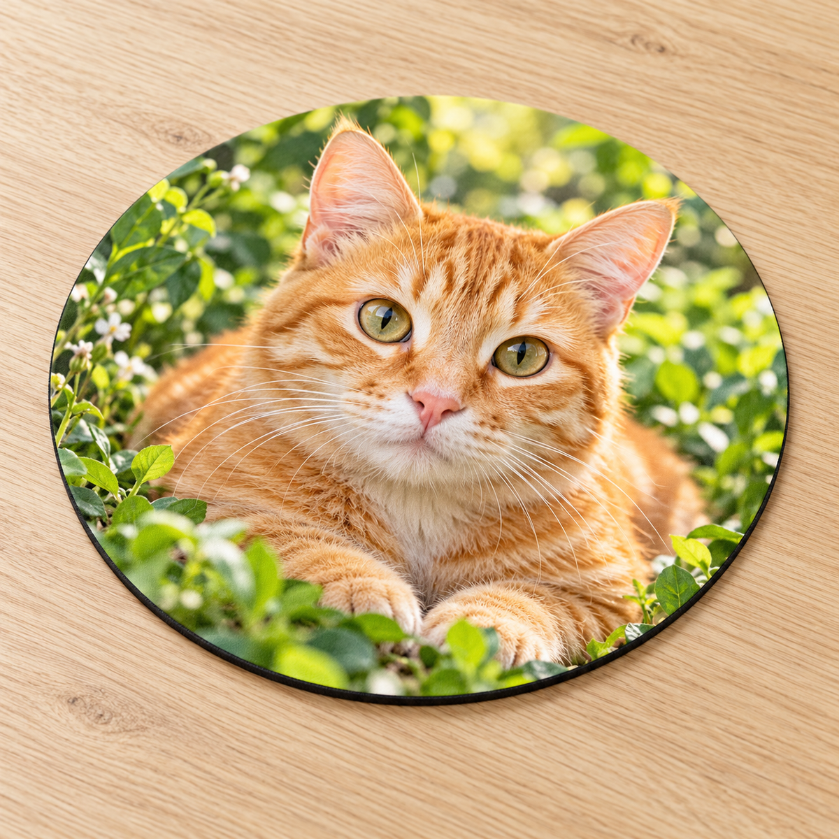 Tapis de souris rond personnalisé – Photo, prénom ou motif – 19 cm