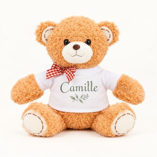 Ours en peluche avec T-shirt personnalisé — 18 cm
