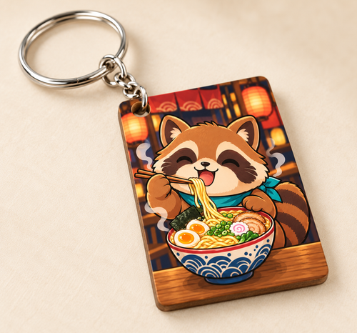 Porte-clés raton laveur gourmand – ramen kawaii – 4 formes