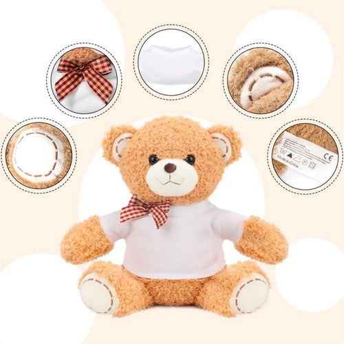 Ours en peluche avec T-shirt personnalisé — 18 cm