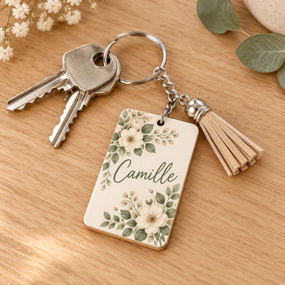 Porte-clés personnalisé recto verso – Sublimation sur MDF – 4 × 6 cm
