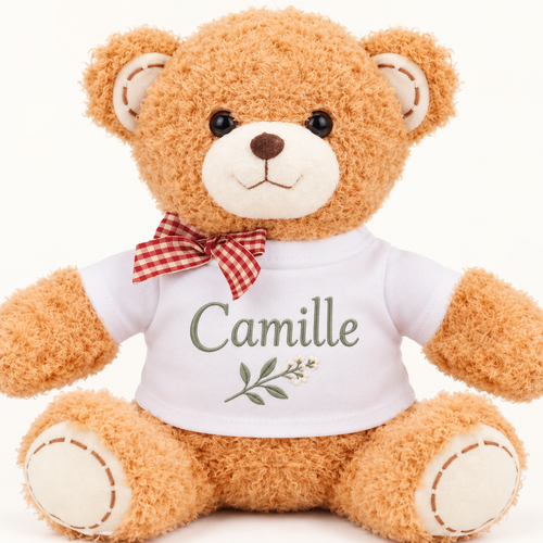 Ours en peluche avec T-shirt personnalisé — 18 cm
