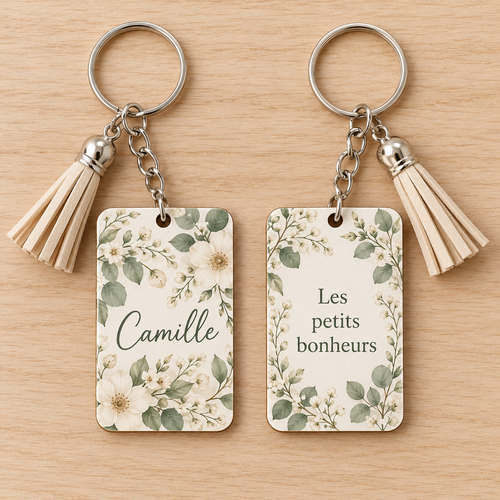 Porte-clés personnalisé recto verso – Sublimation sur MDF – 4 × 6 cm